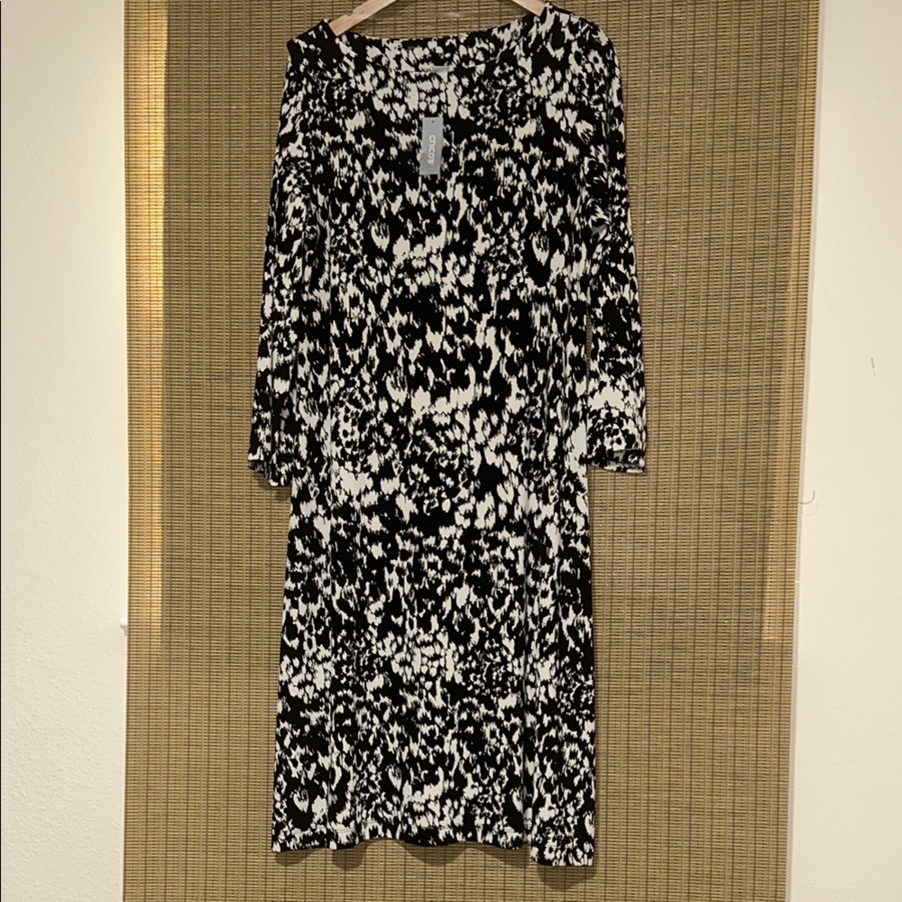 Chico's Black and White Patterned Long Sleeve Dress